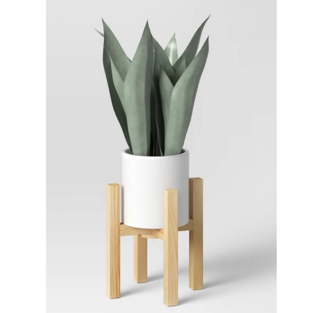 Two Brand New small faux Snake Plant with pot and stand